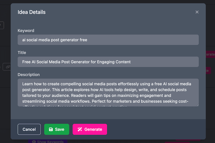 From Keywords to Content Ideas
